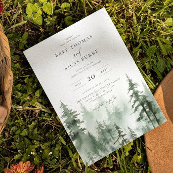 wild pine forest wedding invitation