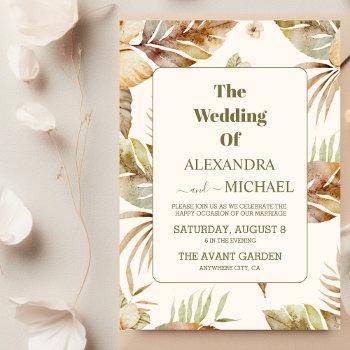 wild tropical palm casual wedding invitation