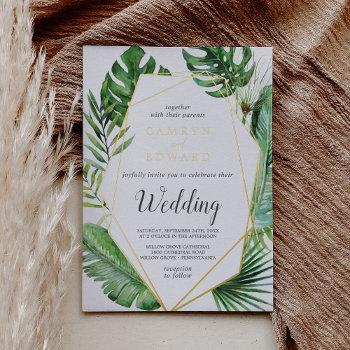 Small Wild Tropical Palm | Gold Foil Geometric Wedding F Foil Front View