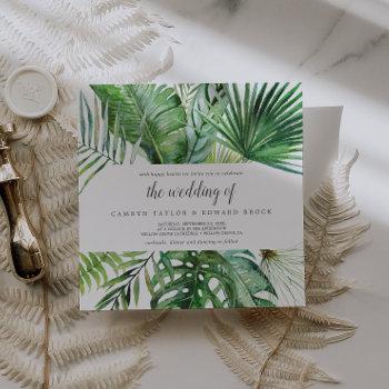 wild tropical palm the wedding of square wedding invitation