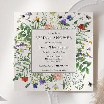 wildflower fields and buzzing bees bridal shower invitation