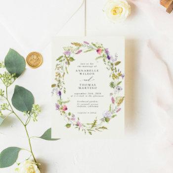 wildflower garden wreath greenery wedding invitation