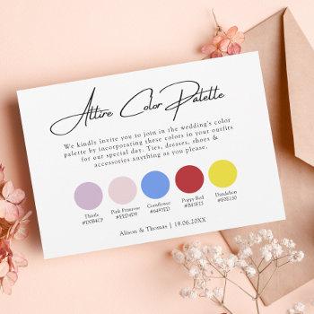 Small Wildflower Wedding Colorful Attire Color Palette Enclosure Card Front View