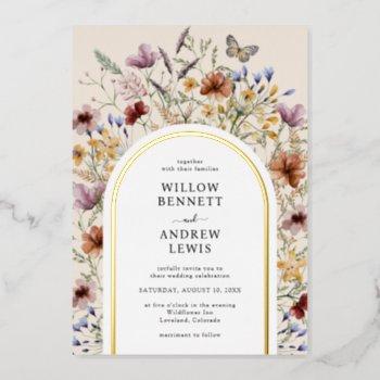 wildflower wedding foil invitation