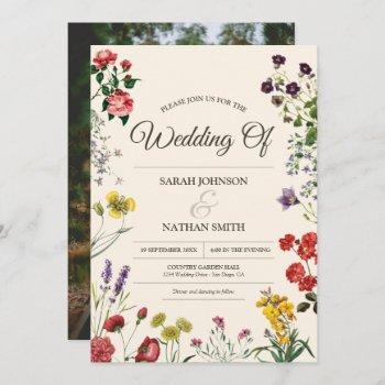 wildflower wedding invitation with custom photo