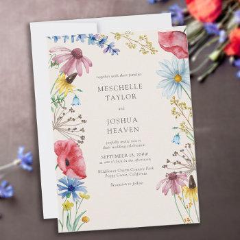 wildflower wedding rustic country floral invitation