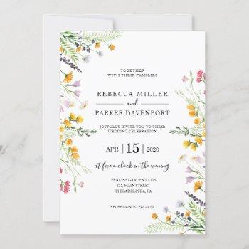 wildflowers spring modern wedding invitation