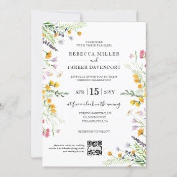 wildflowers spring modern wedding qr code invitation