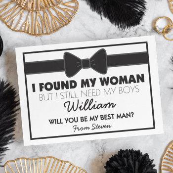 Small Will You Be My Best Man Black White Bow Tie Front View
