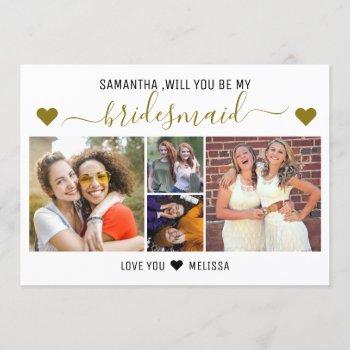 Small Will You Be My Bridesmaid 4 Photo Collage Front View