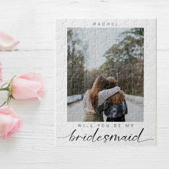 Small Will You Be My Bridesmaid Minimalist Photo Modern Jigsaw Puzzle Front View