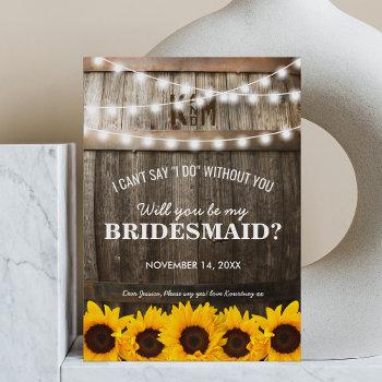 Small Will You Be My Bridesmaid? | Rustic Sunflower Front View