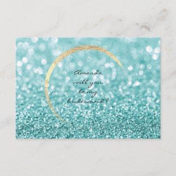 Small Will You Be My Bridesmaid Tiffany Gold Glitter Vip Front View