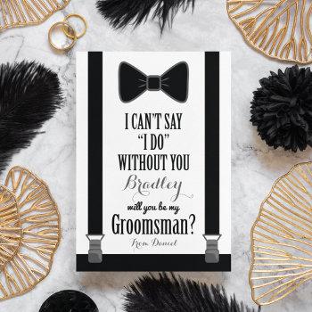 Small Will You Be My Groomsman - Tuxedo Tie Braces Front View