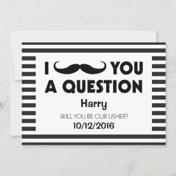 will you be our usher moustache black stripes invitation