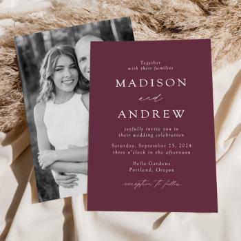 wine modern elegance photo wedding invitation