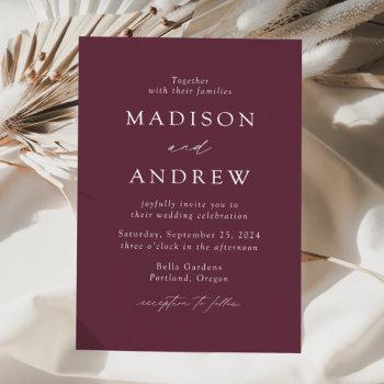 wine modern elegance wedding invitation