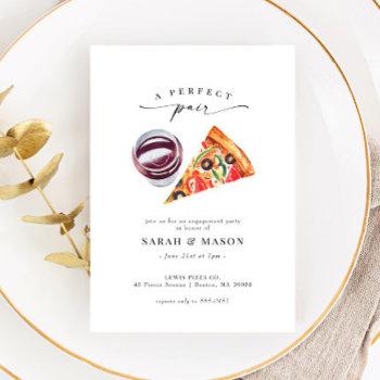 wine & pizza perfect pair engagement party invitation
