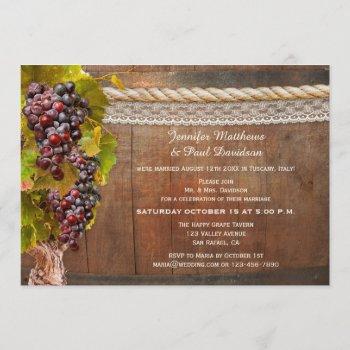 wine themed post wedding reception only invitation