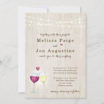 winery wedding invitation | red & white wine toast