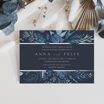 winter azure | blue botanical wedding foil invitation