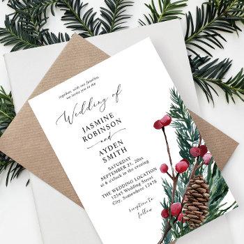 Small Winter Berries & Pine Greenery Wedding Front View