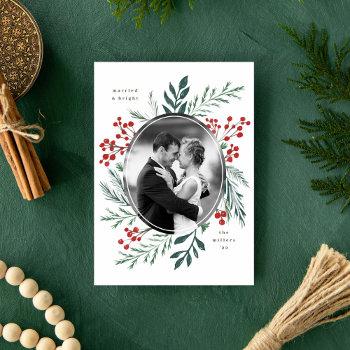 Small Winter Botanicals Elegant Married Photo Front View