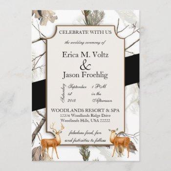 winter deer camouflage wedding invitation