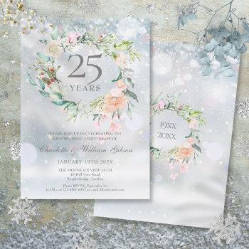 Small Winter Floral 25th Silver Wedding Anniversary Front View
