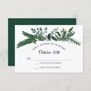 winter forest mountain foliage leaf rsvp wedding invitation