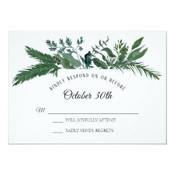 Small Winter Forest Mountain Foliage Leaf Rsvp Wedding Front View
