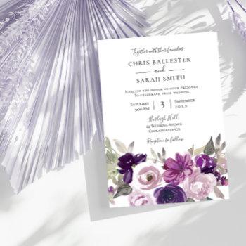 Small Winter Gray: Purple Lavender Floral Wedding Front View