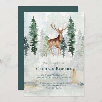 Small Winter Pine Tree Forest Deer Antlers Wedding Front View