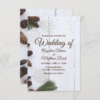 Small Winter Pinecone And Snowflakes Wedding Front View