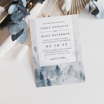 winter reverie wedding silver foil invitation