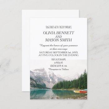 winter rocky mountain lake country wedding invitation
