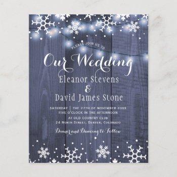 winter snowflakes winter budget wedding invitation