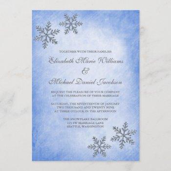 Small Winter Sparkle Snowflakes Blue Wedding Front View