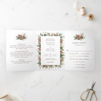 winter trifold wedding invitation