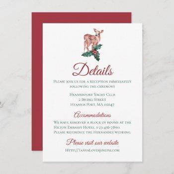 winter wedding details christmas reindeer floral invitation