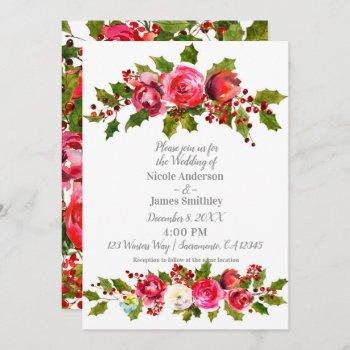 Small Winter Wedding Floral Holly Berry Leaves Holiday Front View