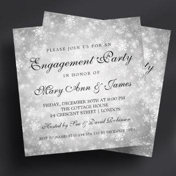 winter wonderland elegant engagement party silver invitation
