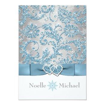 Small Winter Wonderland Joined Hearts Wedding Invite Front View