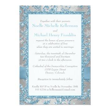 Small Winter Wonderland Joined Hearts Wedding Invite Back View