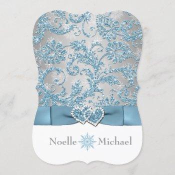 Small Winter Wonderland Joined Hearts Wedding Invite 2 Front View