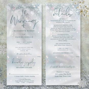 winter wonderland snow all in one wedding invitation