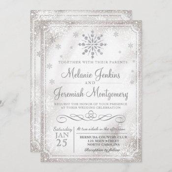 winter wonderland snowflake wedding invitations
