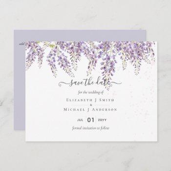 wisteria purple wedding save dates postcard