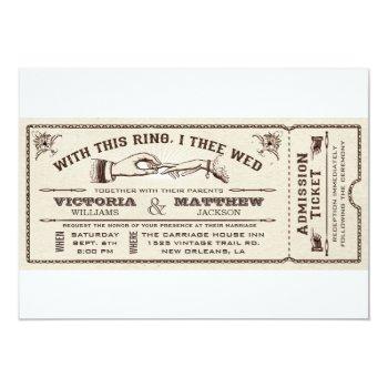 Small With This Ring, Vintage Wedding Ticket Front View