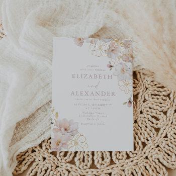 wonderful blush & gold enchanted wedding invitation